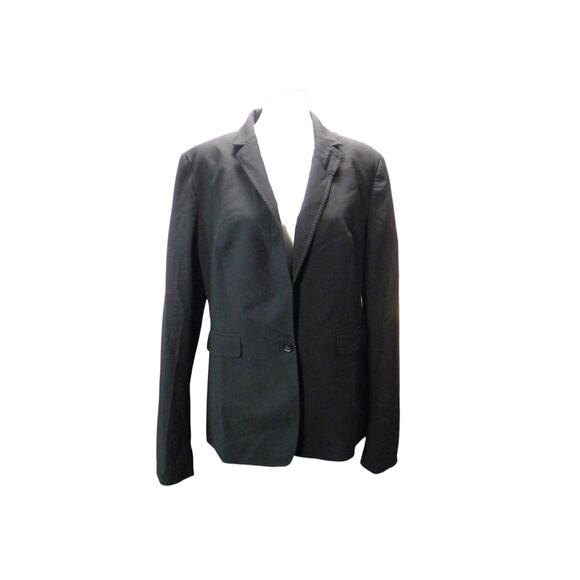 Banana Republic Black Stretch Blazer Size 16 Tall Once Button Career Work Jacket - Picture 2 of 10
